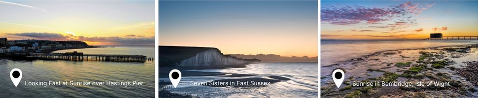 Images of autumn sunrises across South East England